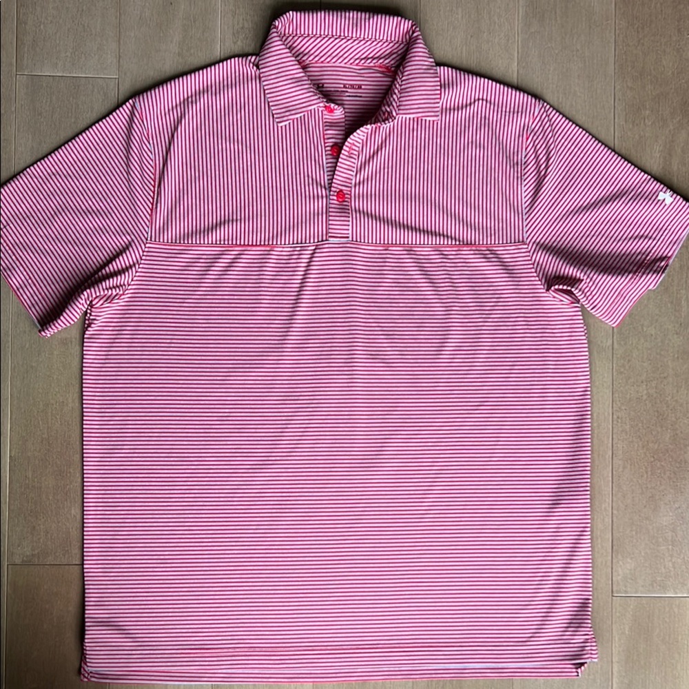 Men's Striped Polo Shirt - Red
